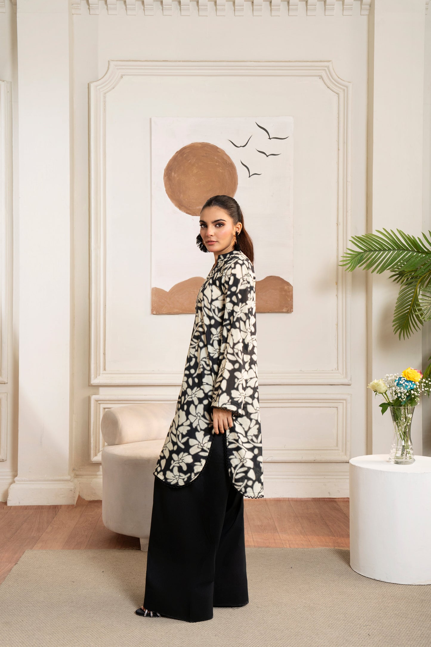 Midnight Bloom – Black Print 2-Piece Summer Set
