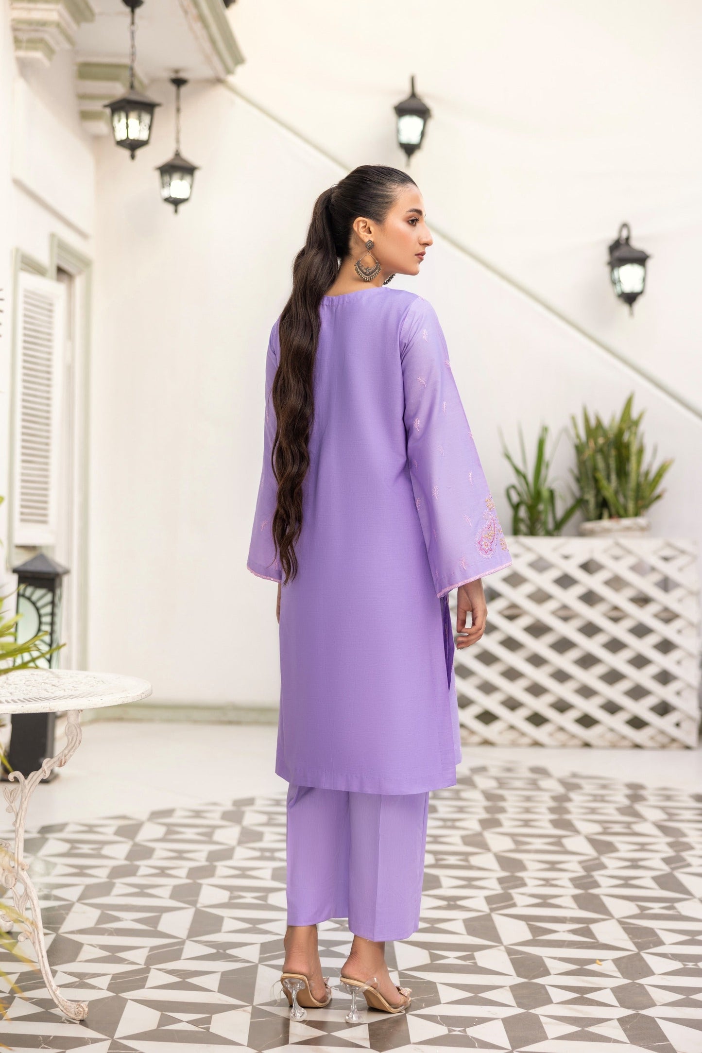 Lilac Sitari Embroidered Poplin Suit