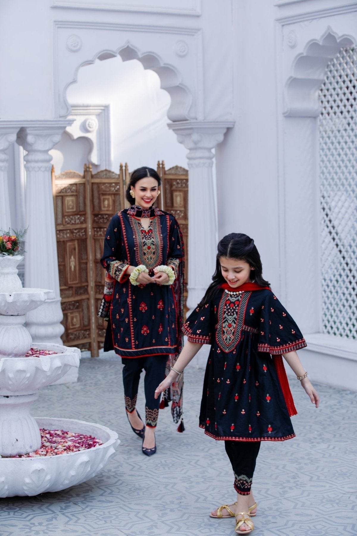 Girls Cotton 3-Piece Luxury Pret Suit – Daughter (2-13 Years)