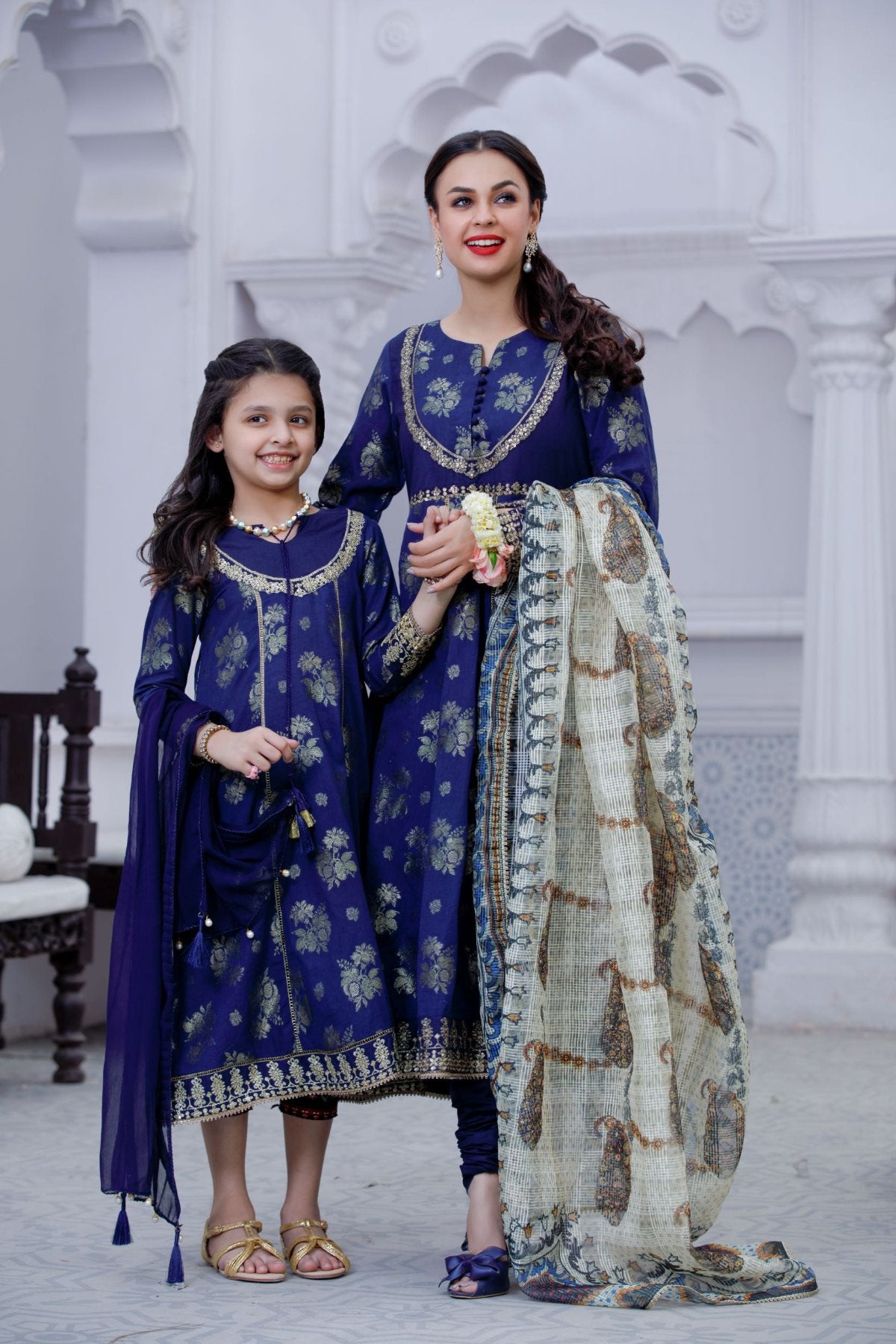 Girls Jacquard 3-Piece Luxury Pret Suit – Daughter (2-13 Years)