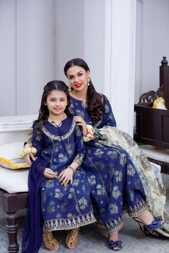 Girls Jacquard 3-Piece Luxury Pret Suit – Daughter (2-13 Years)