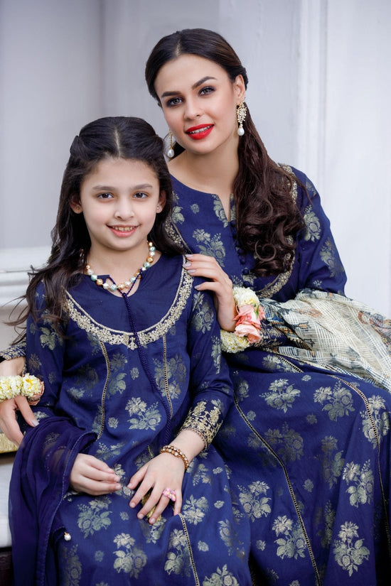 Girls Jacquard 3-Piece Luxury Pret Suit – Daughter (2-13 Years)