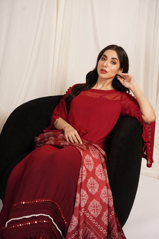 Red Chiffon 3-Piece Dress
