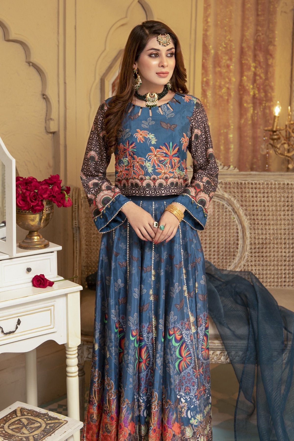 Blue Silk Dress