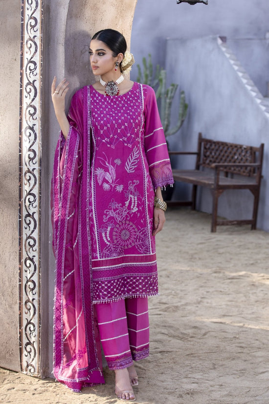 Magenta Embroidered Linen 3-Piece Suit