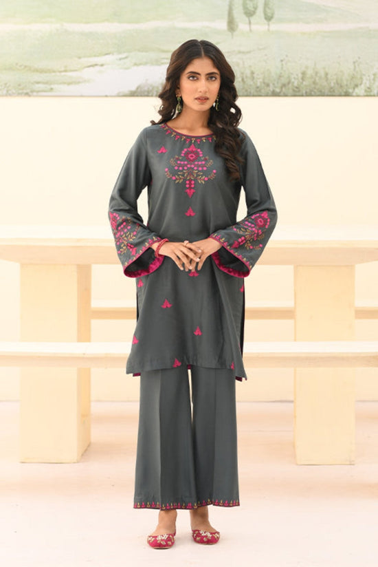 Blue Cottel Embroidered 2-Piece Suit – Winter Stitched