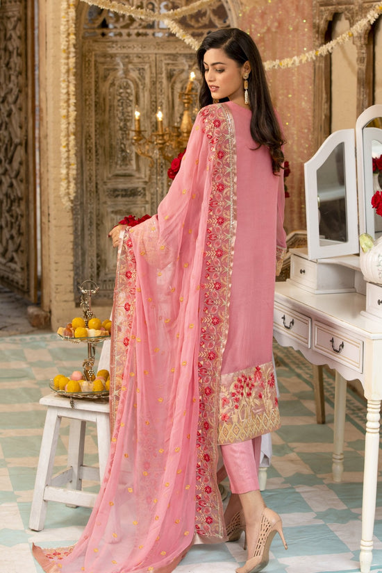 Pink Chiffon Embroidered Dress
