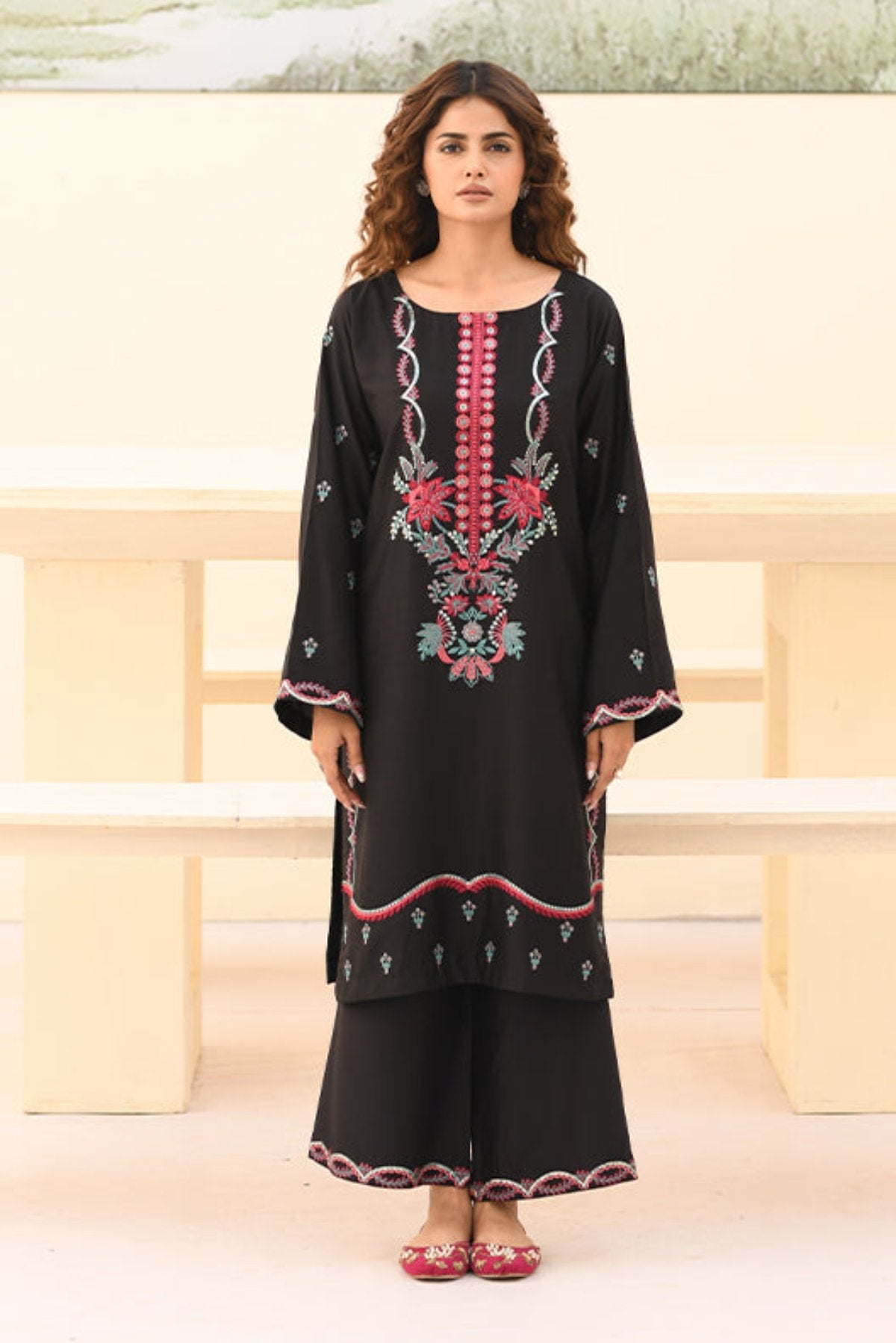 Grey Cottel Embroidered 2-Piece Suit – Winter Stitched