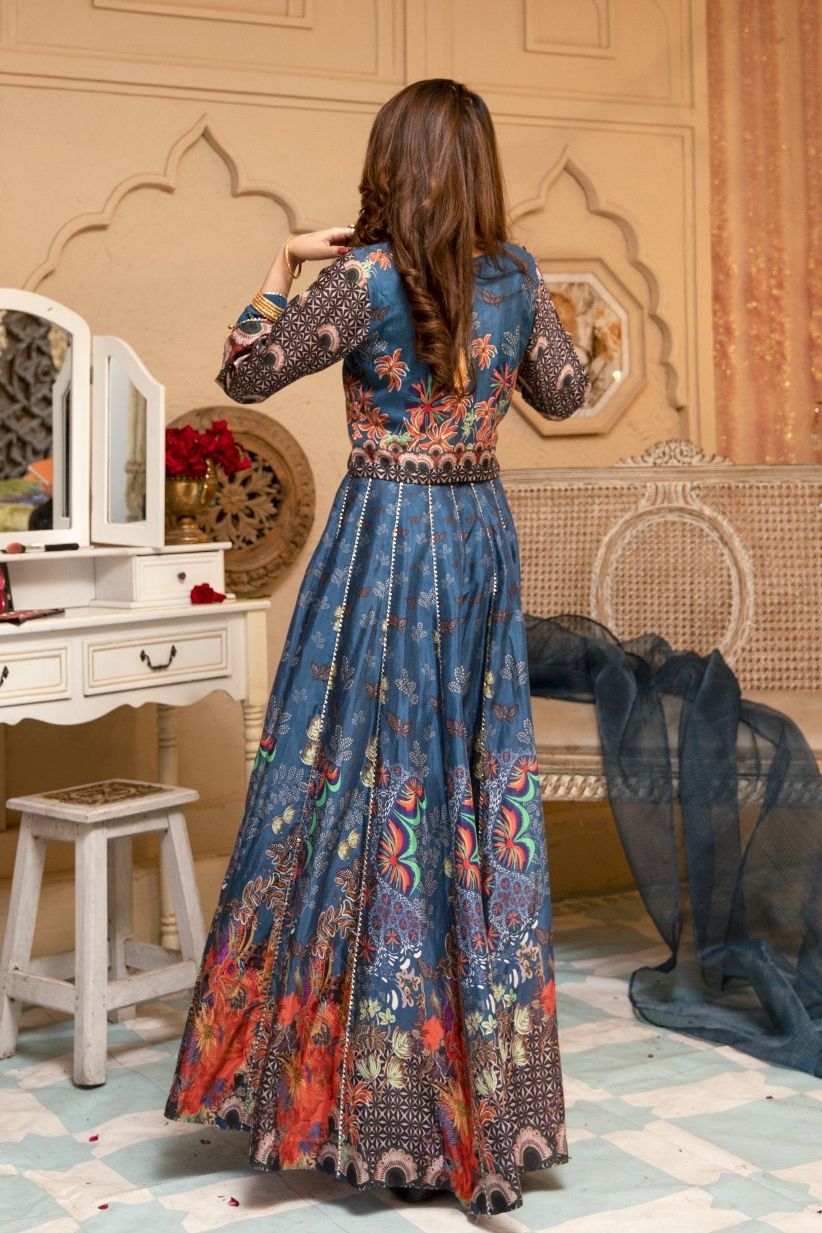 Blue Silk Dress