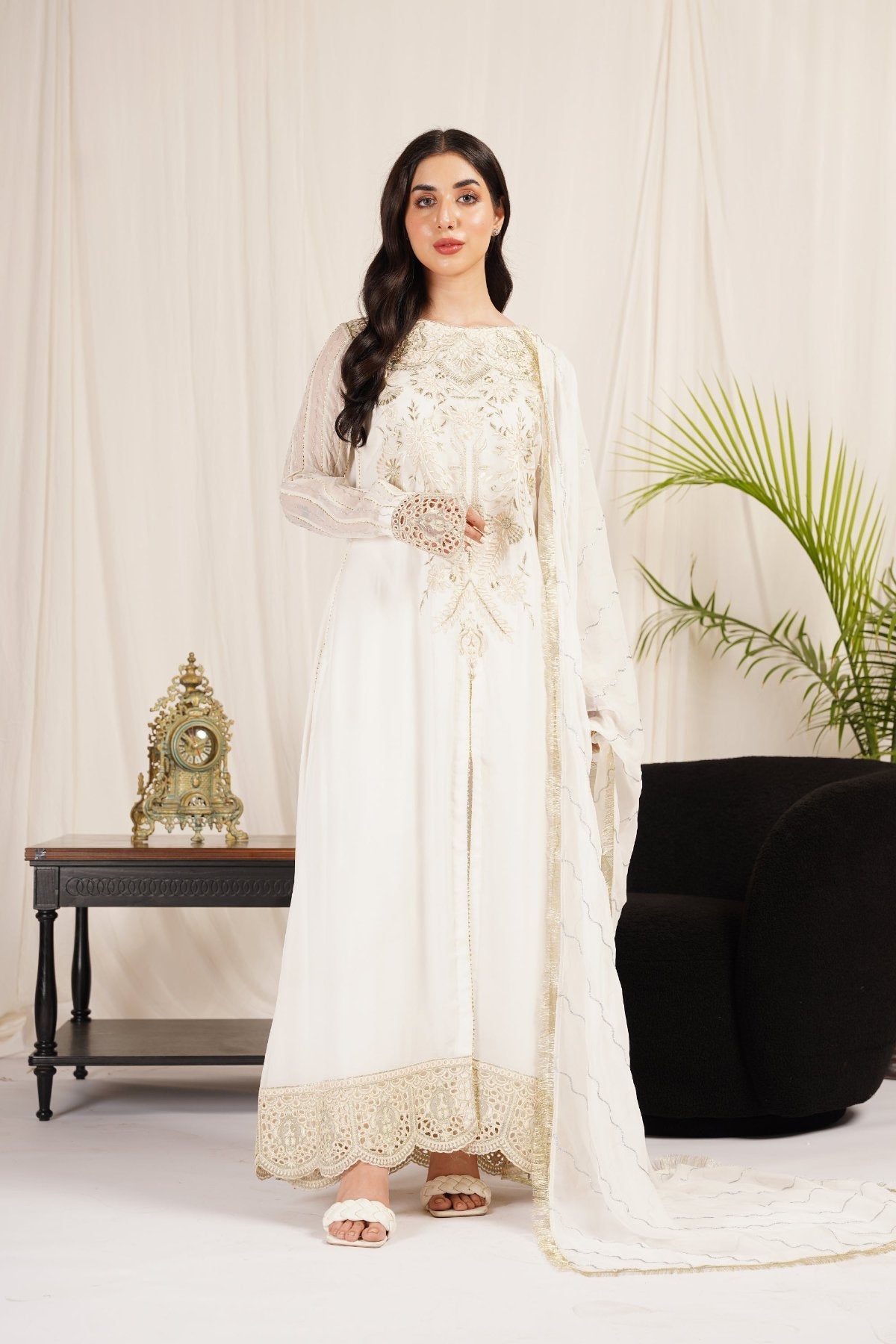 Chiffon White 3-Piece Dress