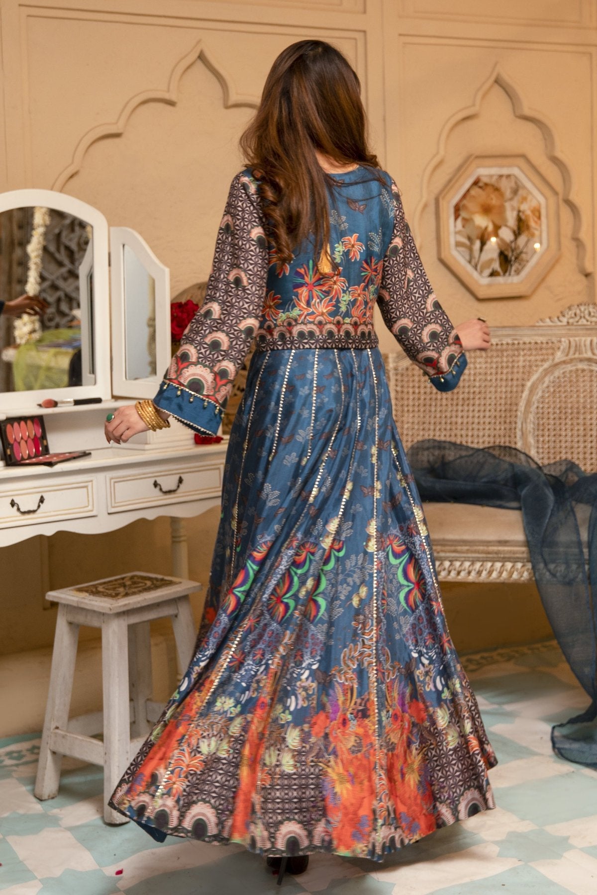 Blue Silk Dress
