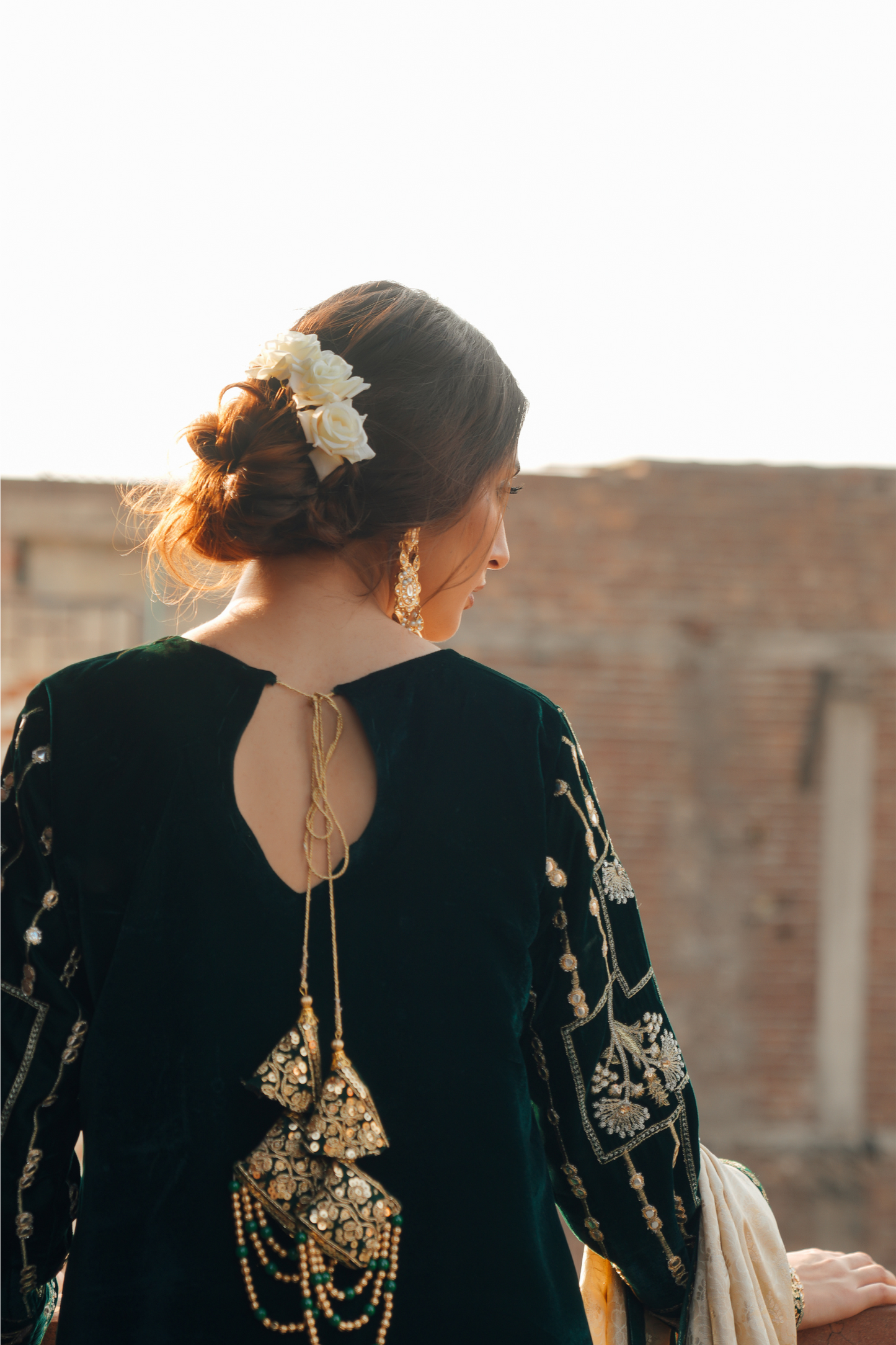 Elegant Velvet Embroidered Suit with Jamawar Accents