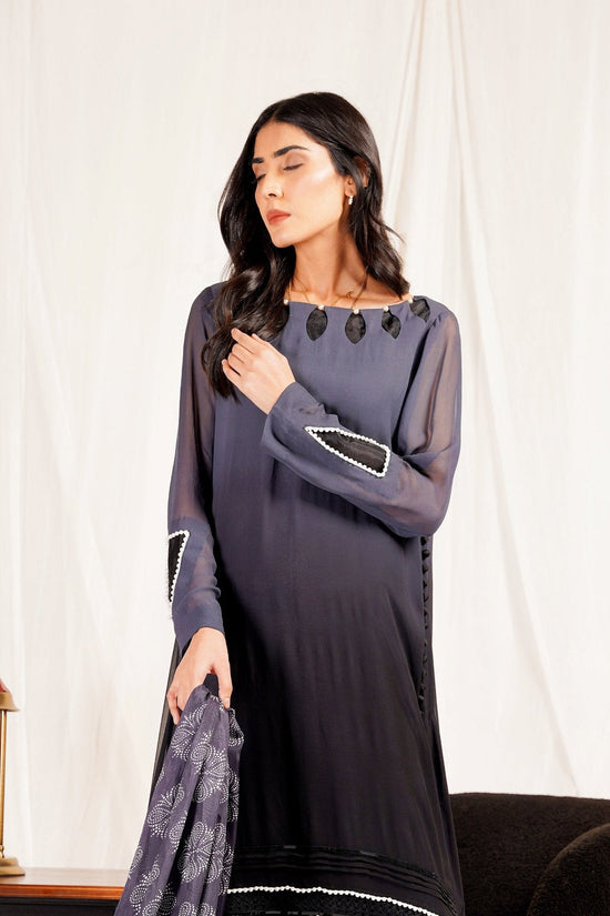 Black Chiffon  3-Piece Dress