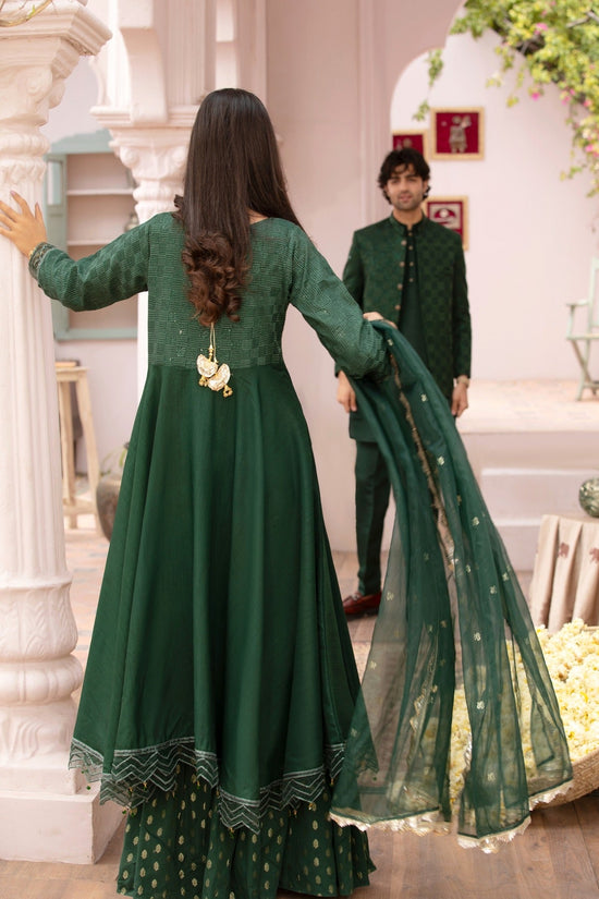 Maroon Luxury Raw Silk Frock with Sharara & Dupatta
