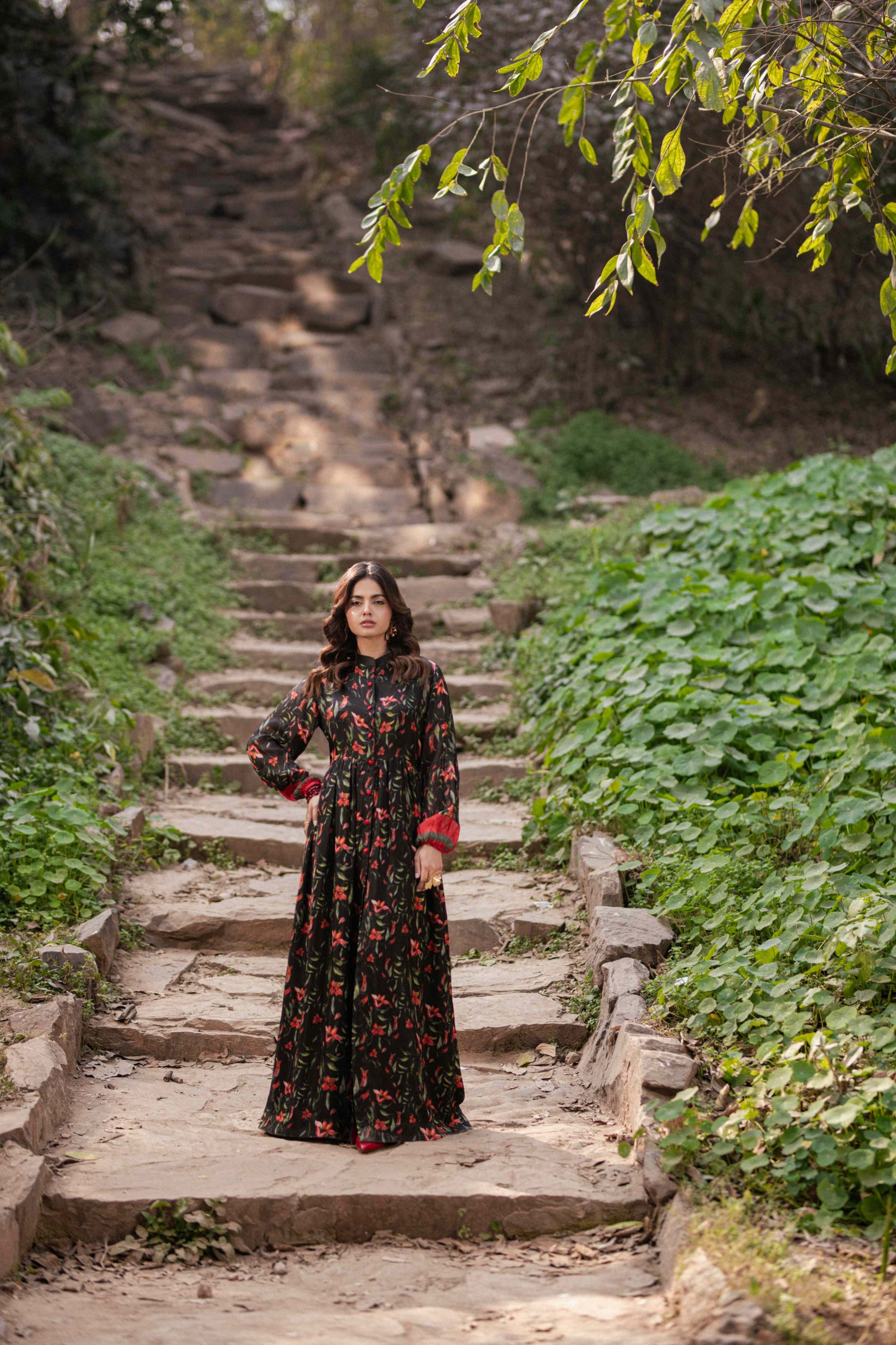 Midnight Bloom – Festive Floral Silk Suit (Eid Volume 1)
