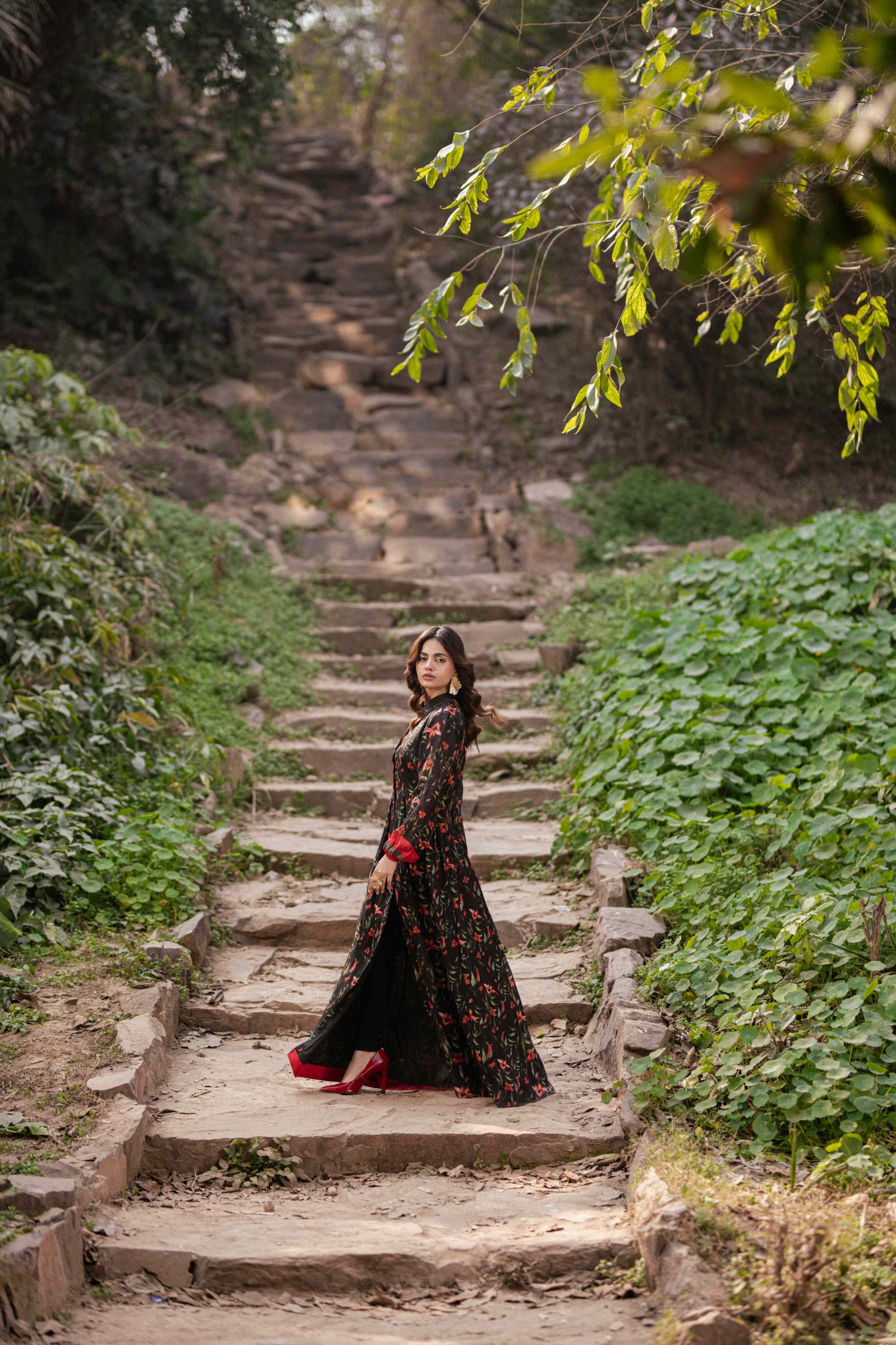 Midnight Bloom – Festive Floral Silk Suit (Eid Volume 1)