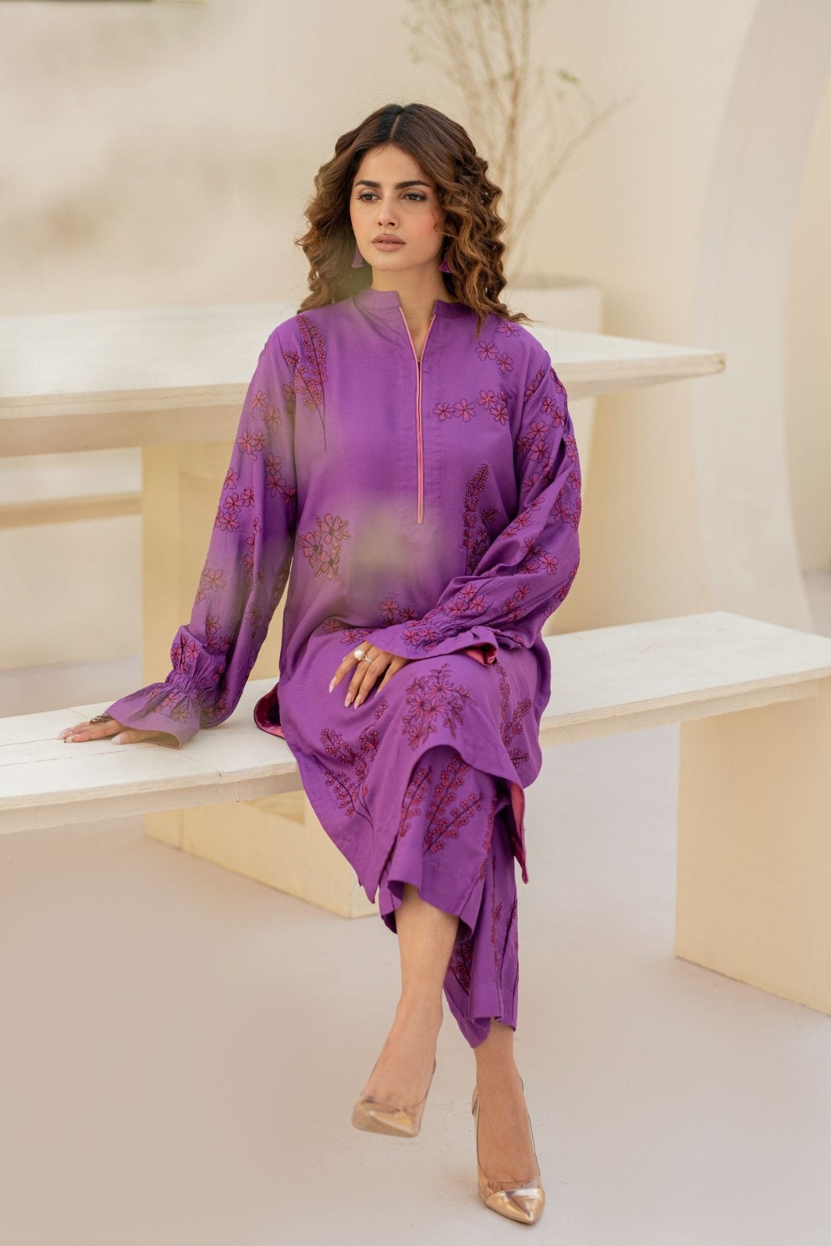 Green Cottel Embroidered 2-Piece Suit – Winter Stitched