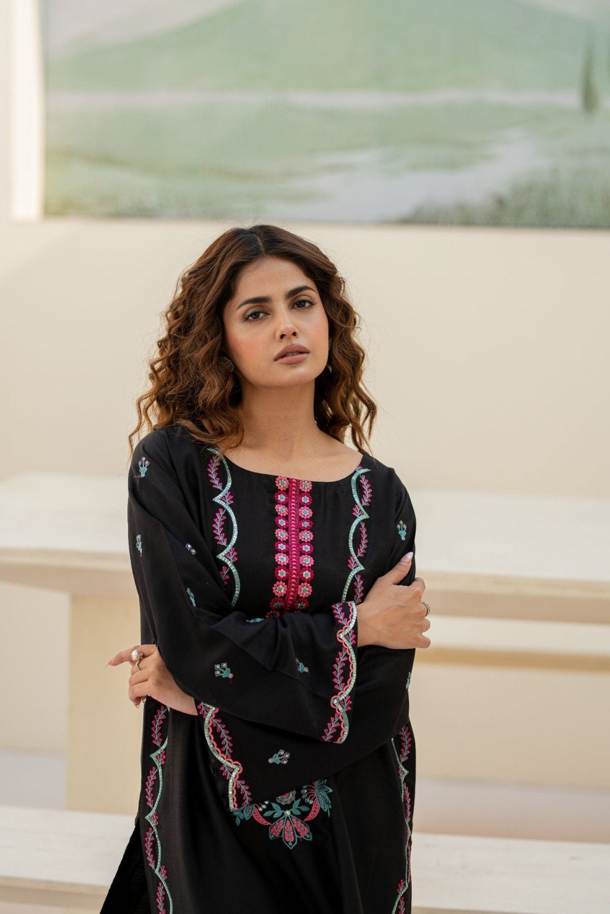 Grey Cottel Embroidered 2-Piece Suit – Winter Stitched