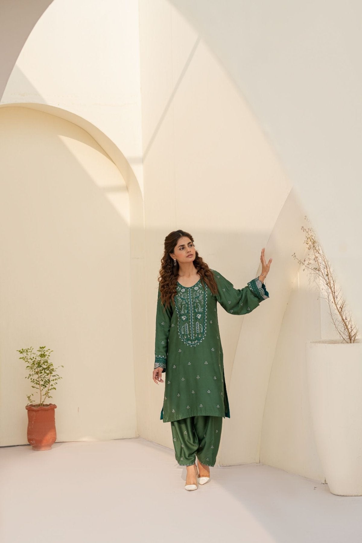 Pink Cottel Embroidered 2-Piece Suit – Winter Stitched