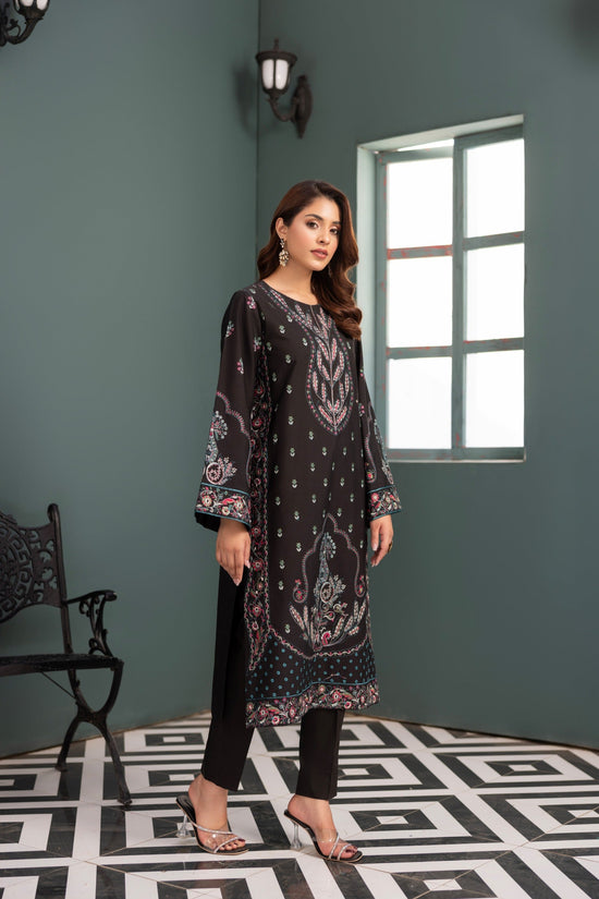 Black Embroidered Poplin Suit