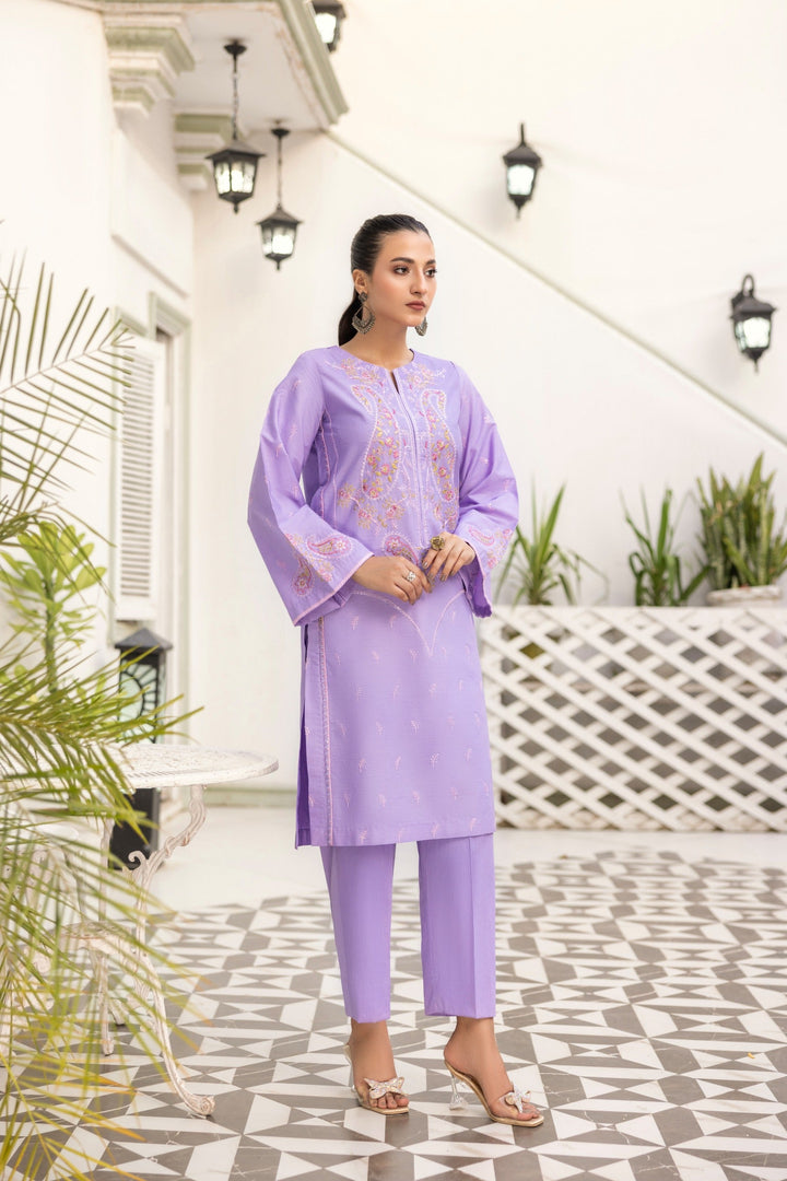 Lilac Sitari Embroidered Poplin Suit