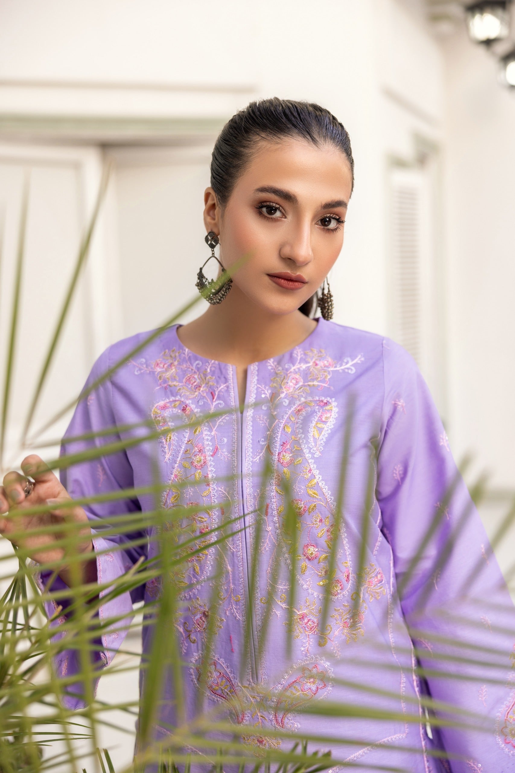 Lilac Sitari Embroidered Poplin Suit