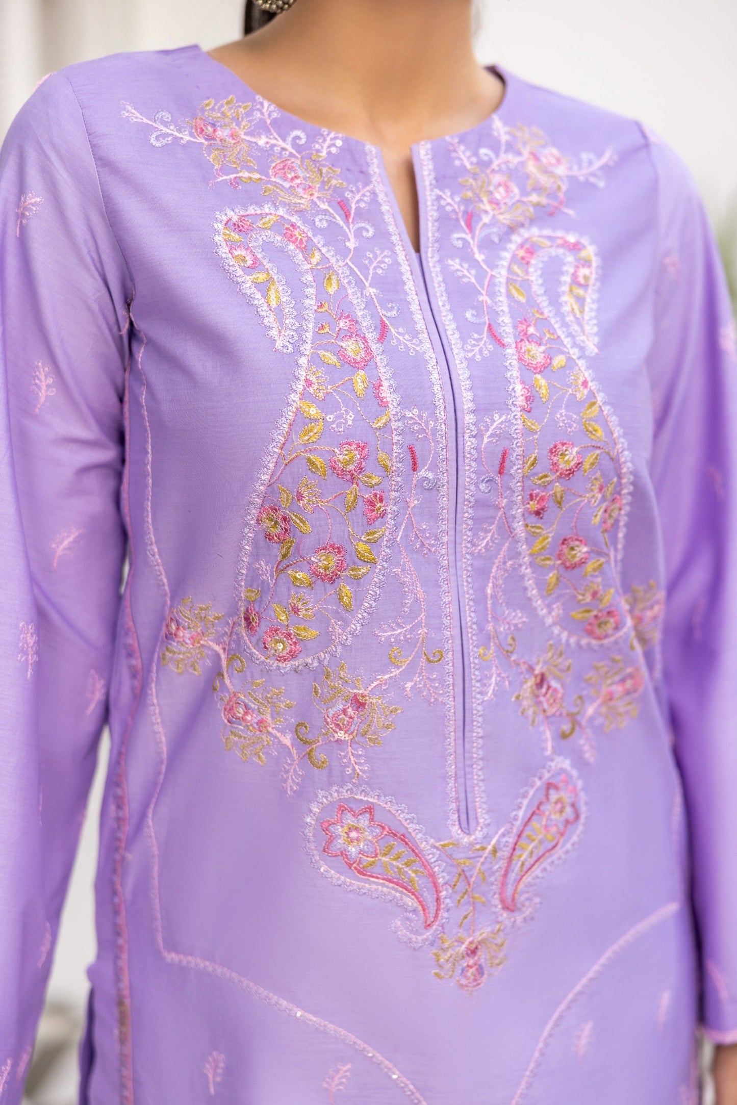 Lilac Sitari Embroidered Poplin Suit